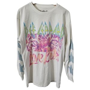 Def Leppard Love Bites Long Sleeve Shirt Rhinestone Sleeve Women's Size Small